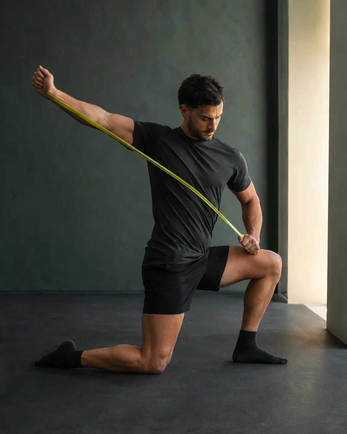 Athlete working through a mobility sequence